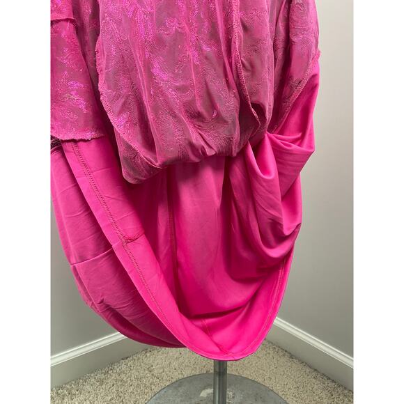 Iris Pink Sparkly Sequined Formal Low Back Evening Prom Dress Large - Picture 7 of 9